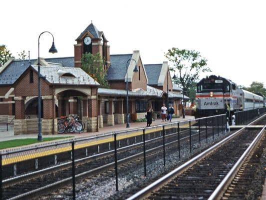 New slate roof and copper gutters on the Glenview, IL Metra station