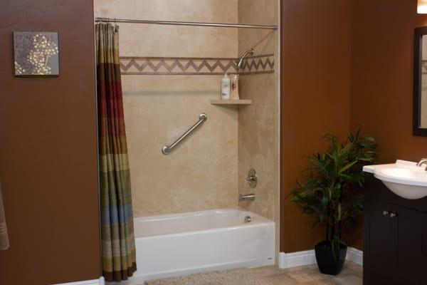 Sahara wall system with the alcove tub.