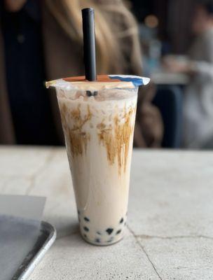 Oolong milk tea 50% sweet with boba