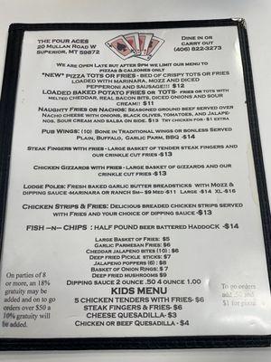 Updated menu