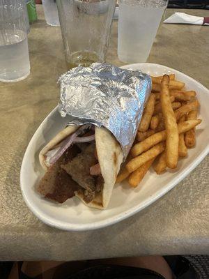 Gyro and French fries