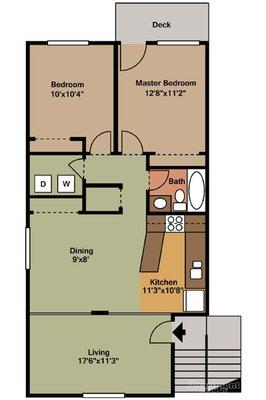 2 bedroom 1 bath floor plan