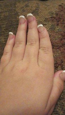 My daughters nails look like they are pointed up or lifted  not holding up well at all.