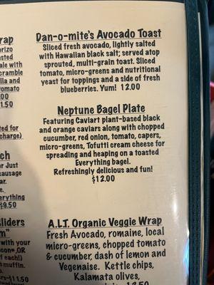 Here's the ingredients to Neptune Bagel Plate