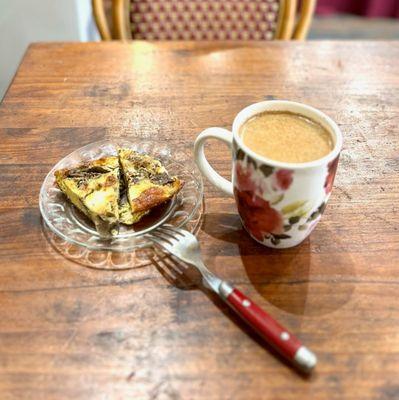 Flavorful Mushroom Frittata and a homemade Sugarfree Oatmilk Chai.