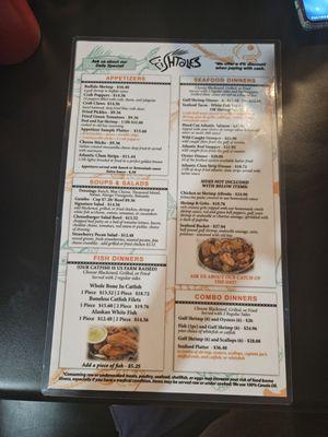 Front of menu