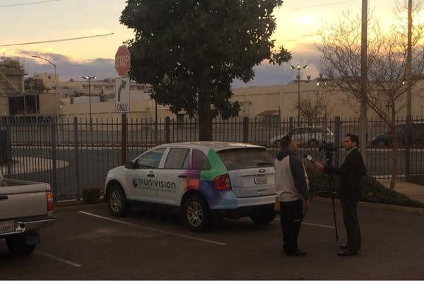 Univision interviewing a client at Carrillo's