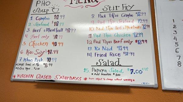 Food menu