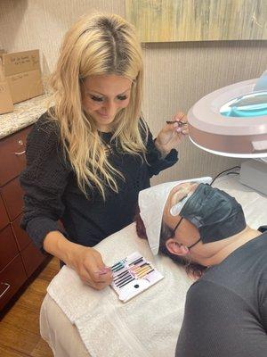 Lashes getting done! They are so amazing!