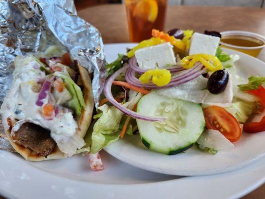 Gyro and a side salad