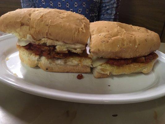 Plenty of meat in this 9" meatball sub!