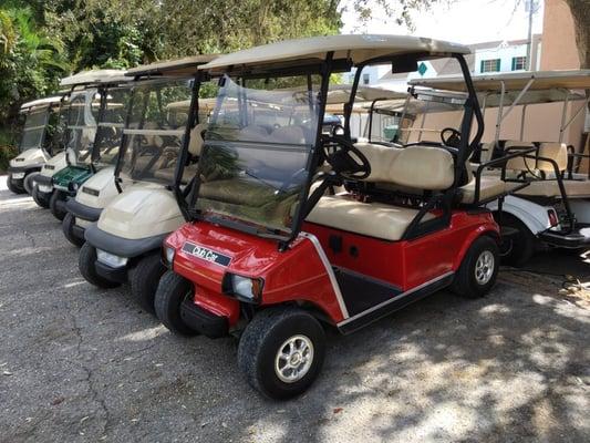 Largest fleet of golf carts in Boca Grande. 4, 6, and 8 passenger carts. Roof, lights, and windshields on every cart.