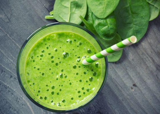 The Green smoothie:
 Fresh greens, banana, fresh avocado, almond milk and protein powder