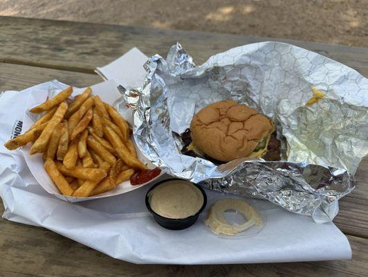 Double burger and fries