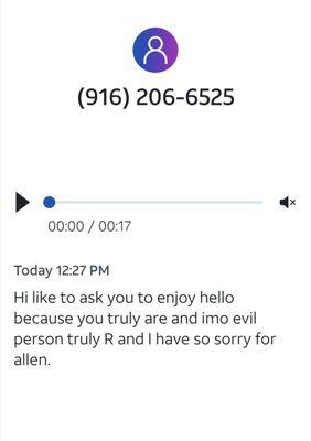 The voicemail transcript