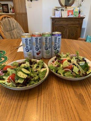 House salad and some Corona Seltzer!