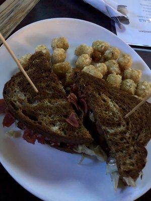 Ruben sandwich with tots