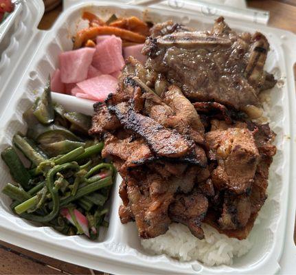 Kalbi+spicy pork combo plate