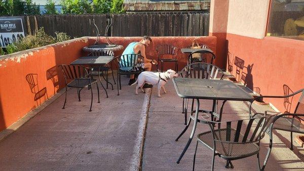 Outdoor patio was a great spot for a dinner break with the pups!