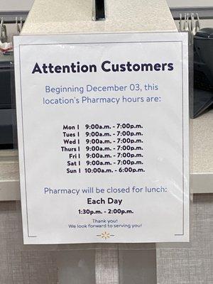 Pharmacy hours 01/23