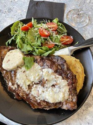 Rib Eye with Gorgonzola butter!  Fantastic!