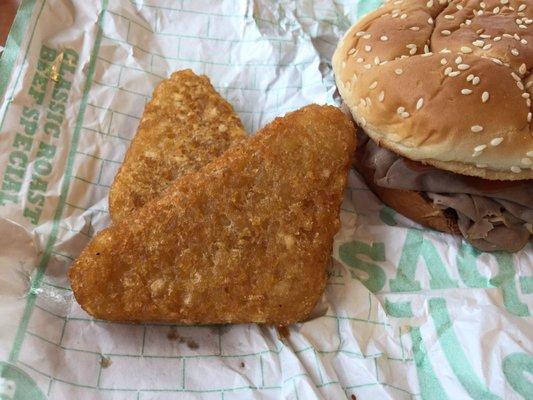 Look at the color of these yucky potato cakes. Gross. Yuck.