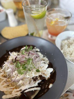 Duck enchiladas con mole with a refreshing Fernandina Margarita