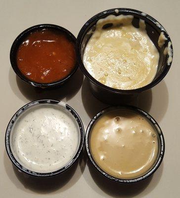 Ranch, Habanero, Queso, Honey Mustard