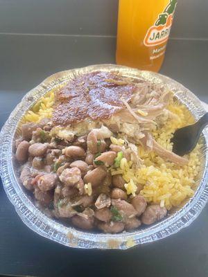 Roast pork with rice and beans