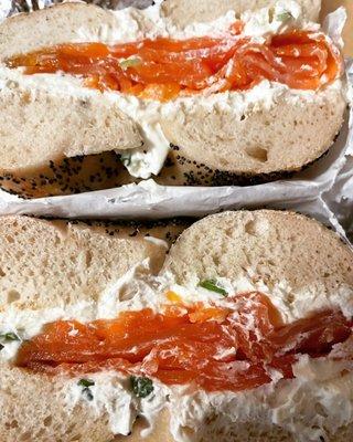 Lox with scallion cream cheese