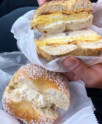 Salt Bagel with Jalapeño Spread