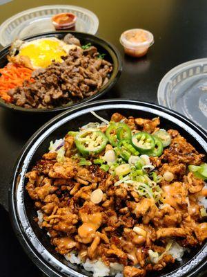 Spicy Pork Bowl & Beef Bibimbap