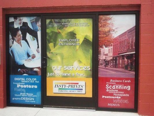 Our newly designed window and door signs for our new location!