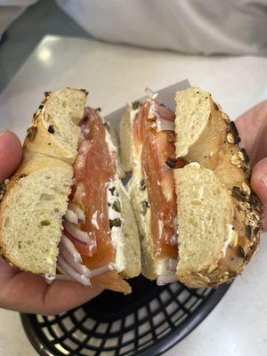 Lox, Cream Cheese, Tomato, Onion, & Capers