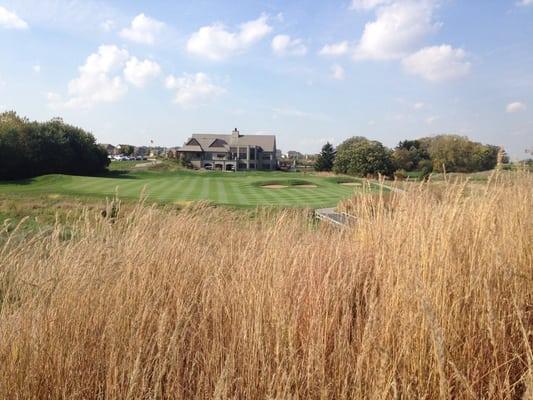 View of the 9th hole looking towards the Clubhouse.