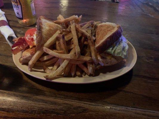 Grilled chicken sandwich and fries