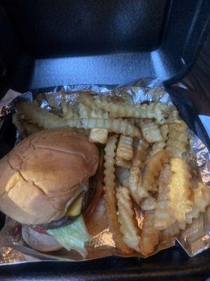 Cheeseburger and fries