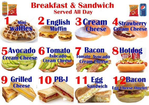 Breakfast and Sandwiches served all day