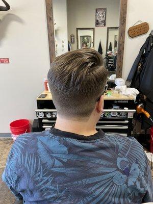 #1 fade into pompadour after cutting off over 7 inches!