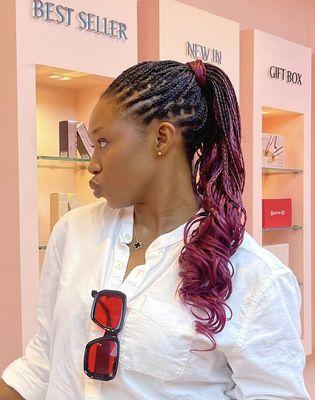 french curls knotless braids