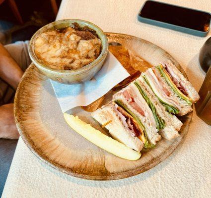 1/2 club sandwich with French onion soup