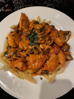 Braised Chicken over Penne