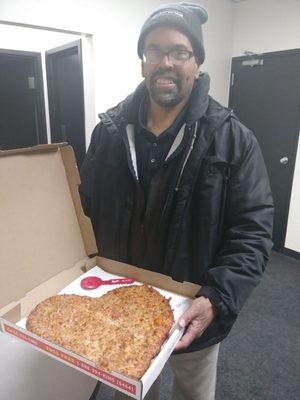 Heart shaped pizza for my husband on Valentine's Day