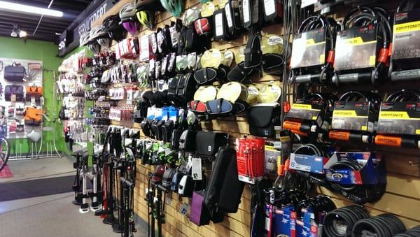 Wall of bike goodies!