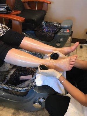 Classic pedicure and spa pedicure are including a amazing hot stone massage