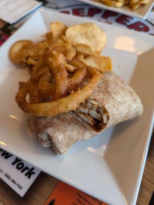 Chicken BBQ wrap and chips