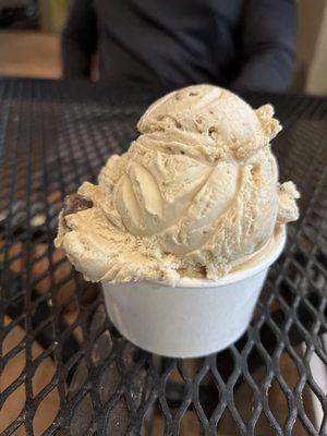 Double scoop of Bourbon Caramel Toffee Crunch and Vietnamese Coffee