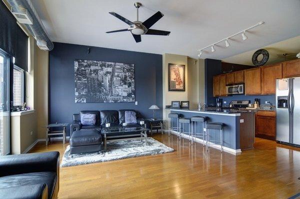 wood floor living room & kitchen