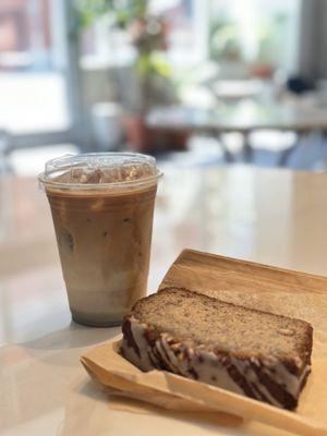 Lavender latte and lavender banana bread