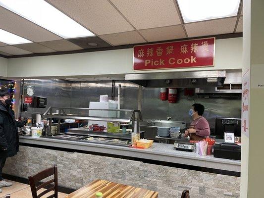 Get a metal bowl and grab whatever you want from the food station